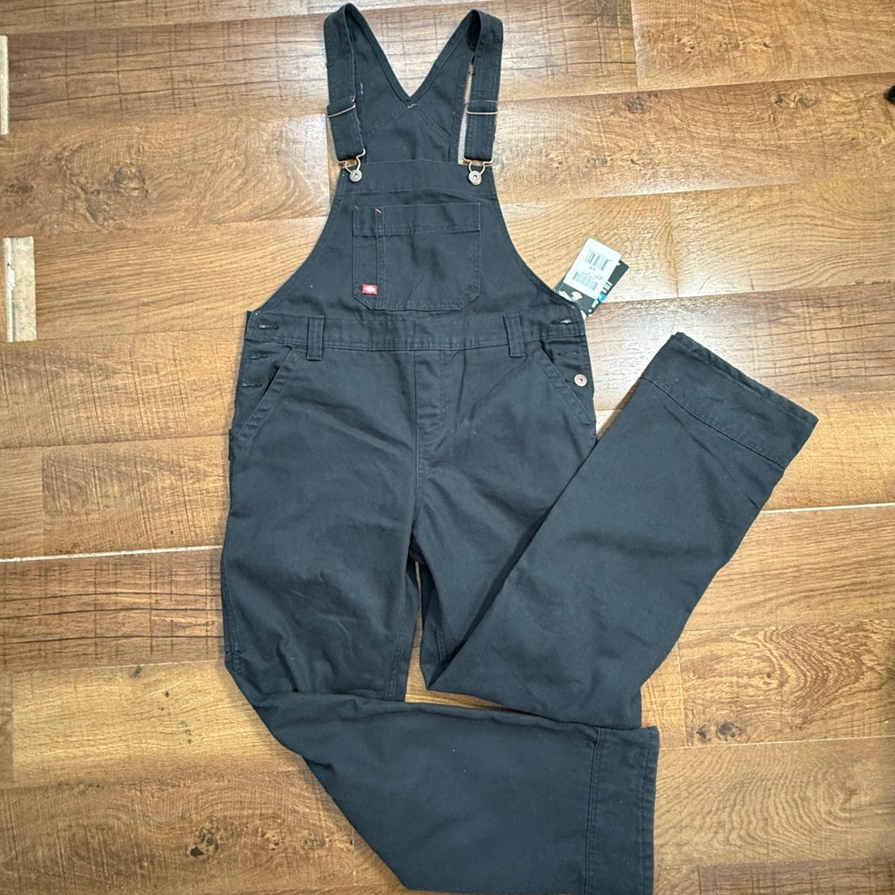 NEW Dickies Bib Overalls Women Small Black Straight Leg Carpenter Canvas NWT